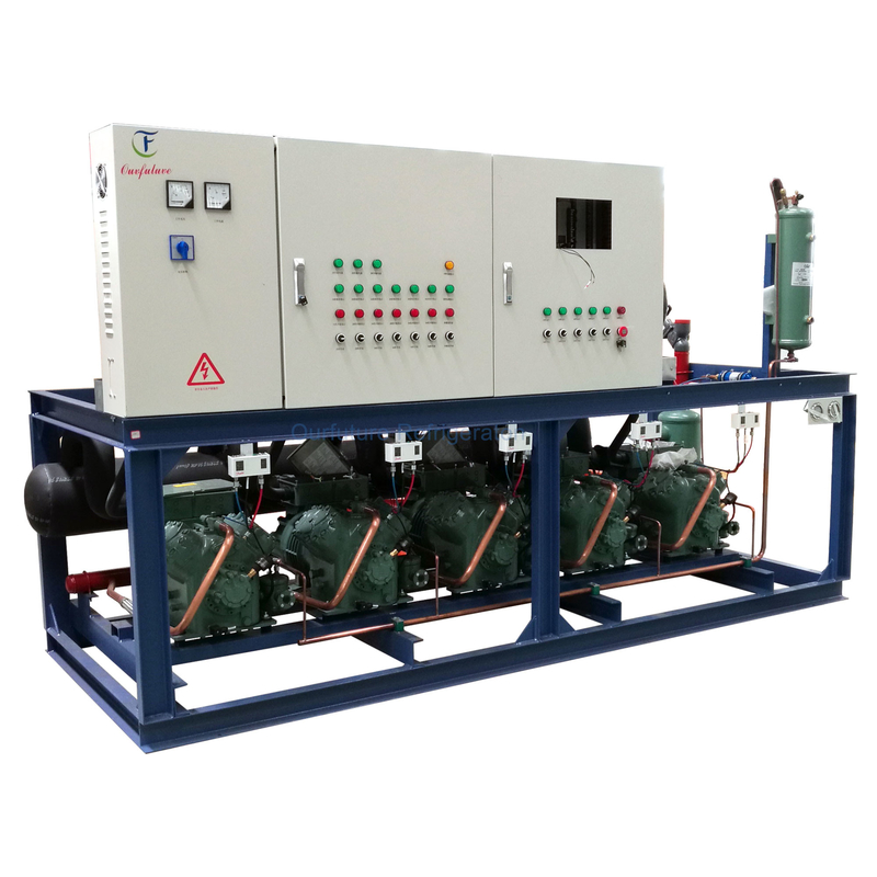 PLC درجه حرارت بالا پیستون واحد موازی ریک مدل یخچال واحد کمپرسور برای خنک سازی بهینه