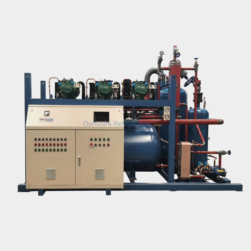 نصف هرماتیک پیچ نوع PLC سفارشی مقیاس بزرگ ذخیره سازی سرد کمپرسور قفسه